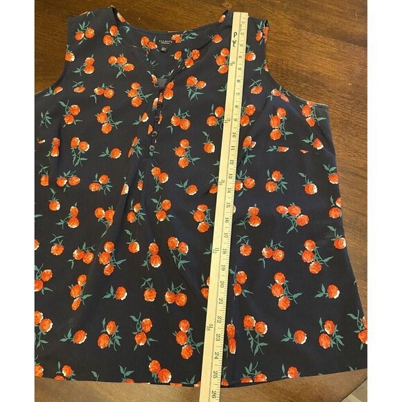Talbots Top Woman Petite 2XP Black Red Floral Sleeveless V Neck Blouse Boho - Picture 5 of 8